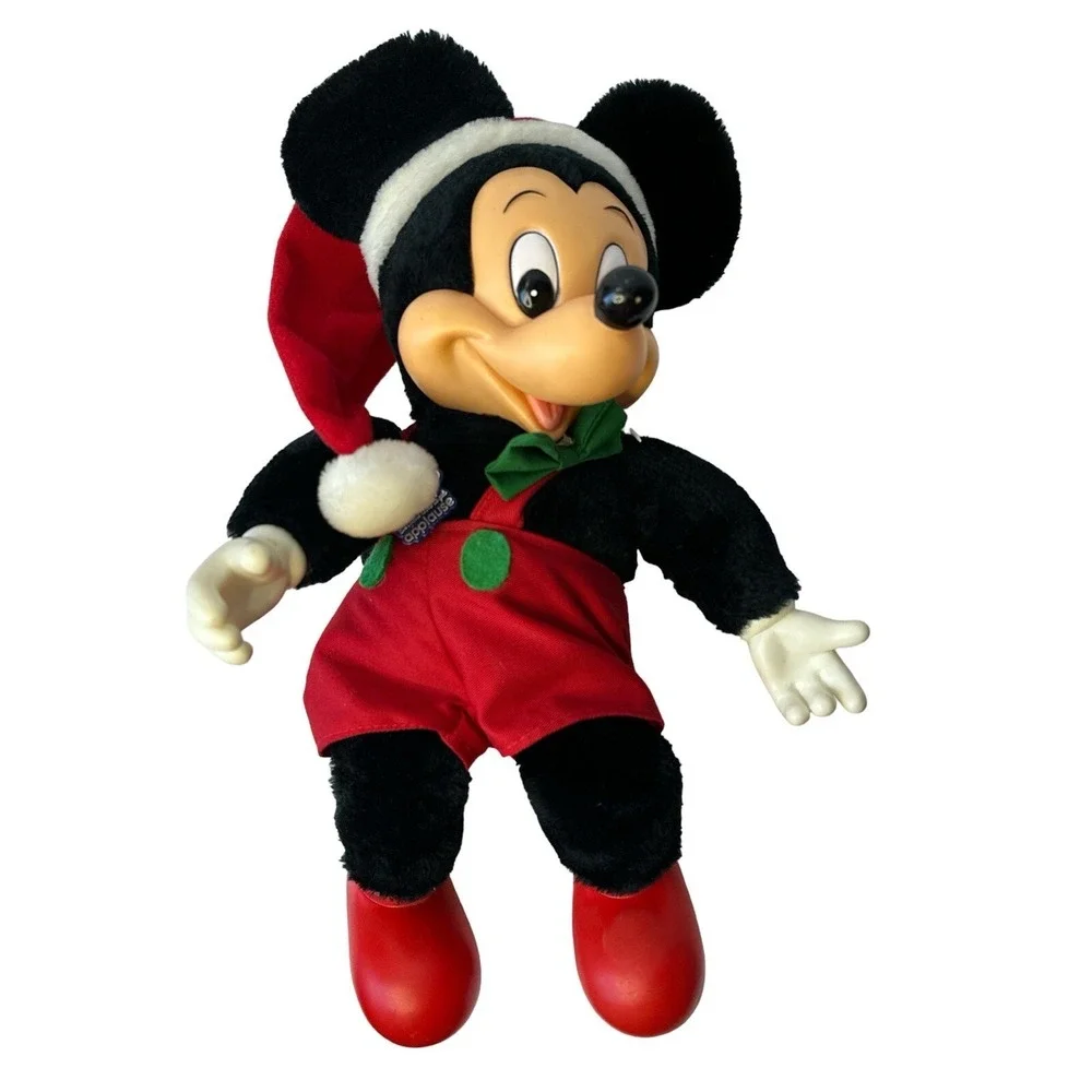 Vintage DISNEY Applause Mickey Mouse Christmas Plush Body Plastic Extremities